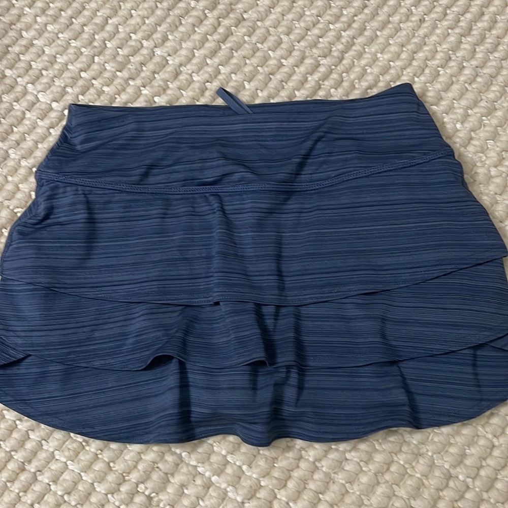 Athleta Blue/multi strip three tiered skirt
